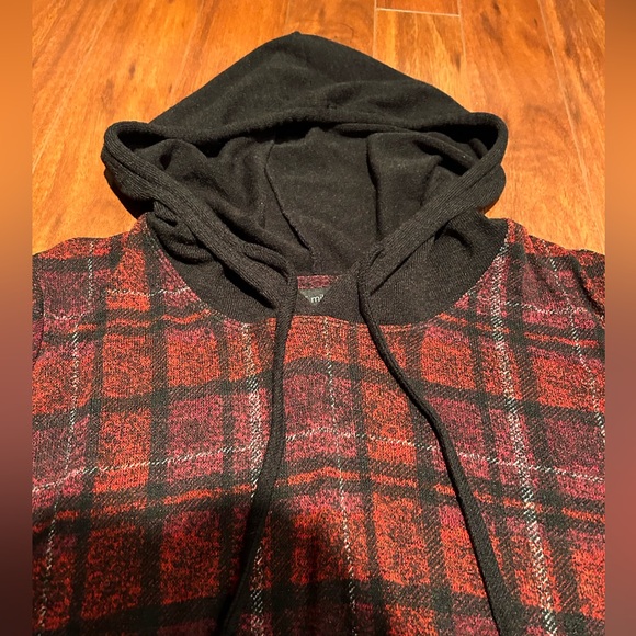 2XL Ali Miles plaid hoodie red pink black hoodie 2XL mesh hoodie asymmetrical - Picture 2 of 4